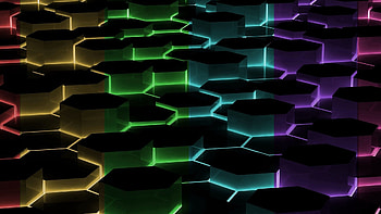 Abstract, Rainbow, Shine, Light, Shadow, Iridescent, Hexagons, Hexagonals HD wallpaper