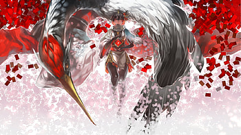 Pixiv Fantasia, wings, bird, red, red eyes HD wallpaper