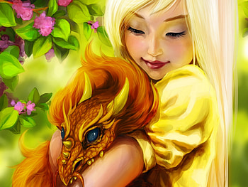 Art, Girl, Dragon, Paints HD wallpaper