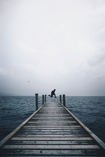 Nature, Sea, Horizon, Human, Person, Bounce, Jump HD phone wallpaper