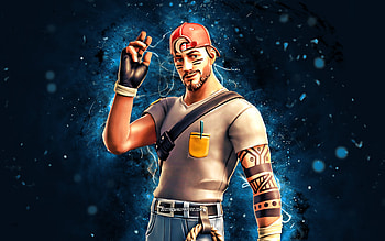 Guild, , blue neon lights, Fortnite Battle Royale, Fortnite characters, Guild Skin, Fortnite, Guild Fortnite HD wallpaper