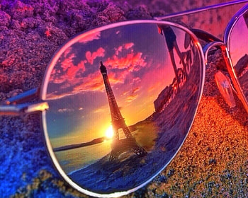 Reflective Glasses, colorful, sunsets, beaches, attractions in dreams, beauty of nature, paradise, reflections, creative pre-made, summer, love four seasons, Eiffel Tower, glasses, nature HD wallpaper