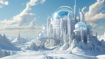 Sci-Fi Snow Castle: Futuristic Fantasy, sci fi castle, Sci Fi, futuristic city HD wallpaper