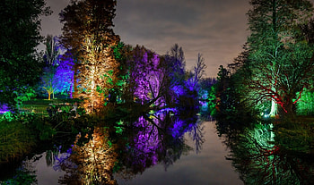 Park at night 2, Park, Nature, Night, Light HD wallpaper