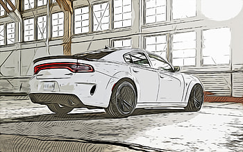 Dodge Challenger SRT Hellcat, , vector art, Dodge Challenger SRT Hellcat drawing, creative art, Dodge Challenger SRT Hellcat art, vector drawing, abstract cars, car drawings, Dodge HD wallpaper