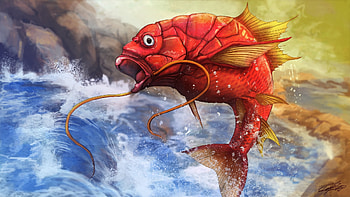 Magikarp , Colorful artwork, Majestic undersea creature, Determination HD wallpaper