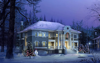 Landscape, Holidays, Winter, Houses, New Year, Snow HD wallpaper