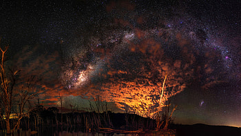 sunset, Digital Art, sky, Stars, landscape HD wallpaper