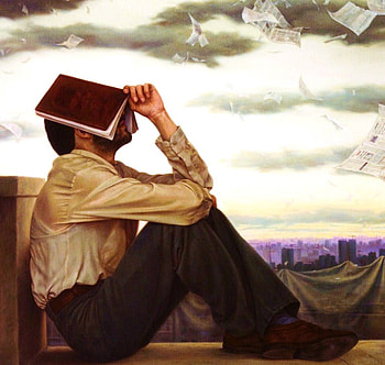 Knowledge , book, sitting, man, learning, pages HD wallpaper