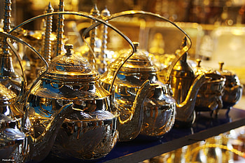 Antique tea jugs, antique, jug, tea, gold HD wallpaper