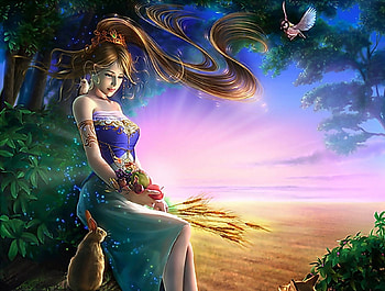 Mother Nature, fantasy, animals, trees, stars, food, sunrise HD wallpaper