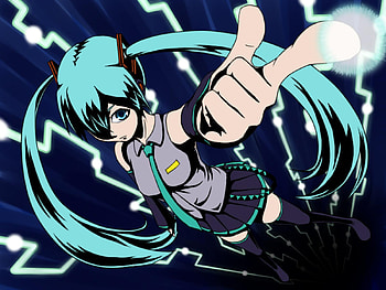 Hatsune Miku, blue, glow, vocaloid, miku, hatsune, thighhighs, aqua eyes, skirt, electric, twintail, girl, aqua, diva, shiny, tie, voclaoids, anime, aqua hair, idol, virtual HD wallpaper