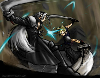 cloud vs sephiroth, fantasy, sephiroth, battle, final, cloud HD wallpaper
