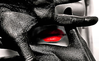 Red Lips, black, model, graphy, black and red, girl, beautiful, nice, lady, fashion, pretty, red, face, lips, female HD wallpaper