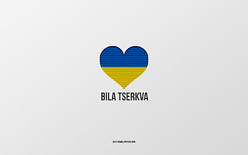 I Love Bila Tserkva, Ukrainian cities, Day of Bila Tserkva, gray background, Bila Tserkva, Ukraine, Ukrainian flag heart, favorite cities, Love Bila Tserkva HD wallpaper