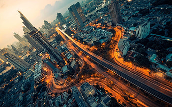 Bangkok streets, Night scenery, backgrounds HD wallpaper