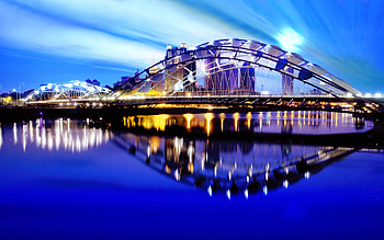Bridge, Reflection, , Lake HD wallpaper