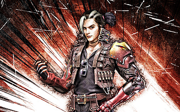 Shimada Hayato, grunge art, 2021 games, Fire Battlegrounds, Garena Fire characters, brown abstract rays, Shimada Hayato Skin, Garena Fire HD wallpaper