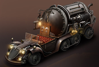 steampunk truck, tank, steampunk, truck, wheel HD wallpaper