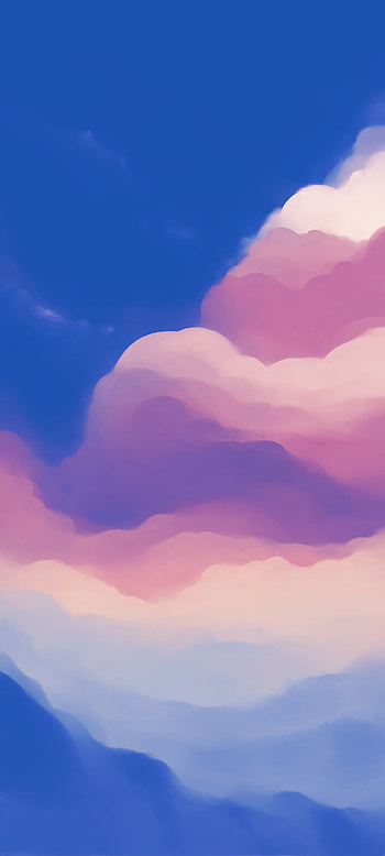 Blue purple sky landscape above colorful clouds, minimalist, sky, artistic, landscape HD phone wallpaper