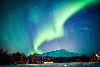 Winter, Nature, Mountains, Night, Northern Lights, Aurora Borealis, Aurora HD wallpaper