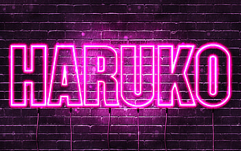 Happy Birtay Haruko, , pink neon lights, Haruko name, creative, Haruko Happy Birtay, Haruko Birtay, popular japanese female names, with Haruko name, Haruko HD wallpaper