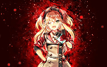 Admiral Hipper, , red neon lights, Azur Lane, manga, Azur Lane characters, creative, Admiral Hipper Azur Lane HD wallpaper