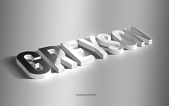 Greyson, silver 3d art, gray background, with names, Greyson name, Greyson greeting card, 3d art, with Greyson name HD wallpaper
