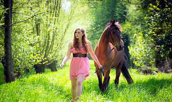 Women With Horse, horse, women, girl, animals HD wallpaper