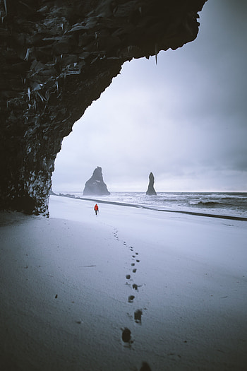 Nature, Snow, Rock, Stroll, Alone, Lonely, Traces HD phone wallpaper