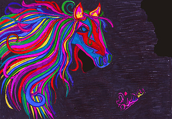 Rainbow Horse, colorful, horse, abstract, rainbow HD wallpaper