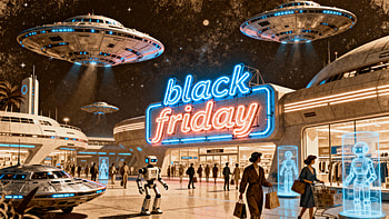 Black Friday: Neon UFO Mall — HD wallpaper