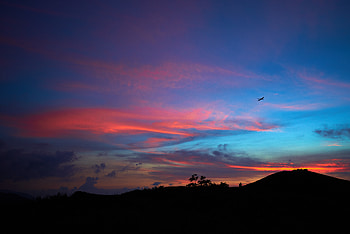 Landscape, Nature, Sunset, Horizon, Mountain, Silhouettes, Plane, Airplane HD wallpaper