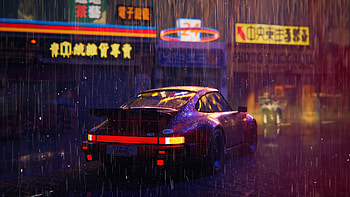 Rainy Night Porsche , cars, porsche, reflection, artist, artwork, digital-art, artstation HD wallpaper