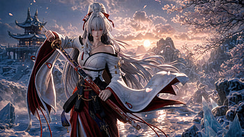 Hiyuki (Wuthering Waves), Samurai, Katana, Anime Girl HD wallpaper