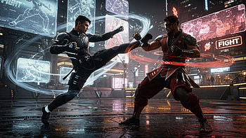 Neon Dojo Duel — Martial Arts, Fighter, Martial Artist HD wallpaper