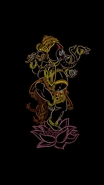 Ganpati Bappa, art, drawing HD phone wallpaper