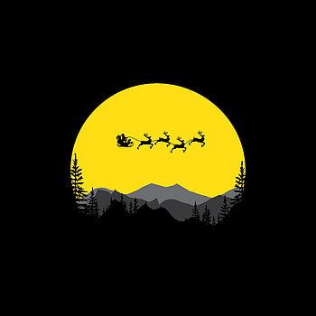 Santa Claus, moon, reindeer, chariot, silhouette HD phone wallpaper