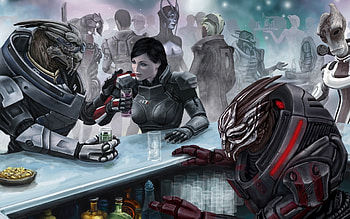 Bar In The Sky FemShep Game Garrus Vakarian Mass Effect Normandy HD wallpaper