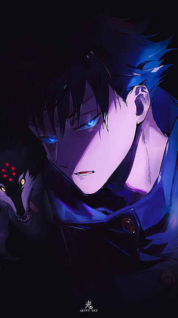 MEGUMI 柔術, electric blue, magenta, blue, shibuya, wolf, satoru, jujutsu kaisen, fushiguro, gojo, anime HD phone wallpaper