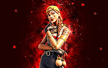 Aura, , red neon lights, Fortnite Battle Royale, Fortnite characters, Aura Skin, Fortnite, Aura Fortnite HD wallpaper