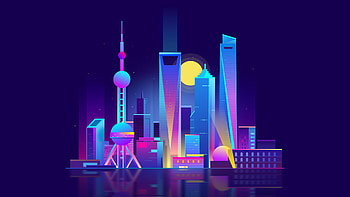 Shanghai City Illustration, shanghai, city, artist, artwork, digital-art, illustration, minimalism, minimalist, dribbble HD wallpaper