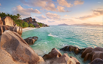 Rocky shore scenery, Seychelles beaches, Coastal beauty, Tranquil landscapes HD wallpaper