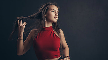 Red Top Cute Girl, girls, model HD wallpaper