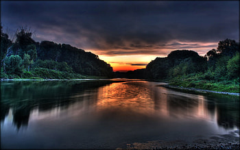 Nature, Sunset, Lake, Shore, Evening, r, Shores HD wallpaper