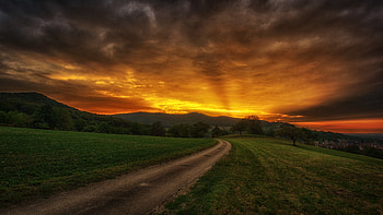 Sunset, clouds, sky, landscape HD wallpaper