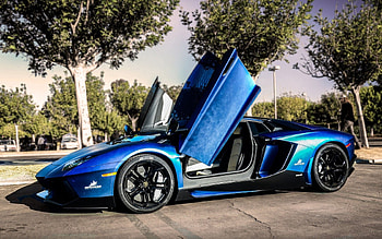Trees, Lamborghini, Cars, Street, Aventador HD wallpaper