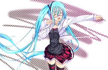 Hastune Miku, awesome, uniform, artistic, nice, outifit, digital, cg, hatsune, glasses, sexy, white, hatsune miku, art, twintail, hot, girl, headset, singer, aqua, anime girl, anime, pretty, virtual, black, song, heads, cute, vocaloid, beauty, miku, music, diol, vocaloids, thighhighs, program, skirt, scribble, beautiful, diva, project diva, pink, costume, cool, blush, micro HD wallpaper