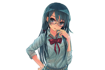 School dress, anime girl, original, glasses HD wallpaper