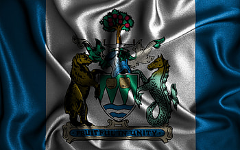 Kelowna flag, , silk wavy flags, canadian cities, Day of Kelowna, Flag of Kelowna, fabric flags, 3D art, Kelowna, cities of Canada, Kelowna 3D flag HD wallpaper